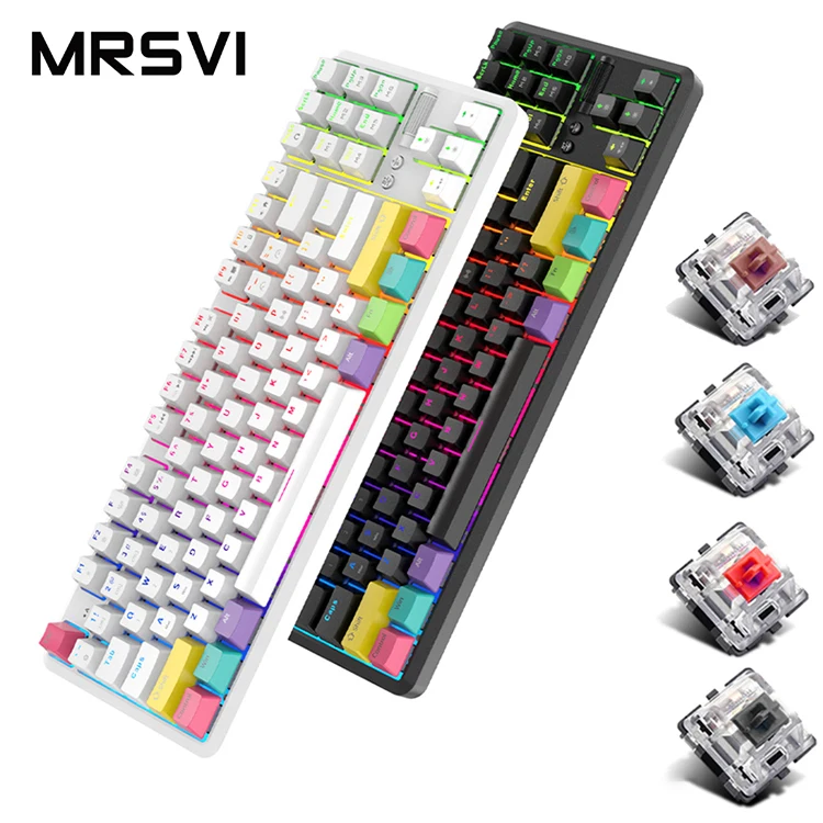

2000 мАч 87 клавиш RGB Беспроводная портативная мини-двойная BT игровая подсветка типа задняя подсветка разноцветные переключатели с подсветкой...