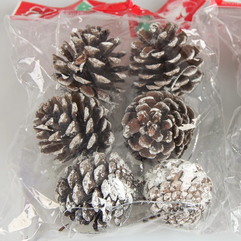 6 шт./компл. орнаменты для рождественой елки подвесные шары кедровые орехи шишка