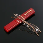 Портативный металлический чехол пружинным шарниром чтения очки при дальнозоркости, оправа для очков, очки в комплекте с ручечная пробка чехол + 1,00  + 4,00