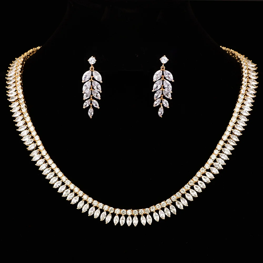 Новое поступление Классические Золотые Свадебные Ювелирные наборы женские