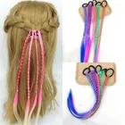Цветная градиентная повязка на голову для девочек, плетеная веревка, простая резинка, аксессуары для волос, Детский парик, веревка для волос, инструменты для плетения волос, головной убор