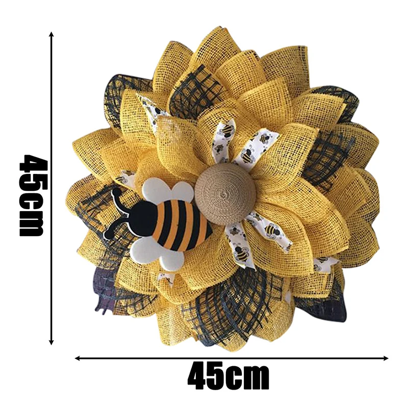 

Sunflower Wreath with Bee Bee Day Decor Handmade Sunflower Hanging Pendants Ornaments for Front Door BV789