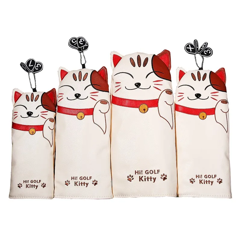 

Golf Headcover Lucky Cat Golf Head Cover for Driver Fairway Hybrid Putter PU Leather Protector Magnetic Closure