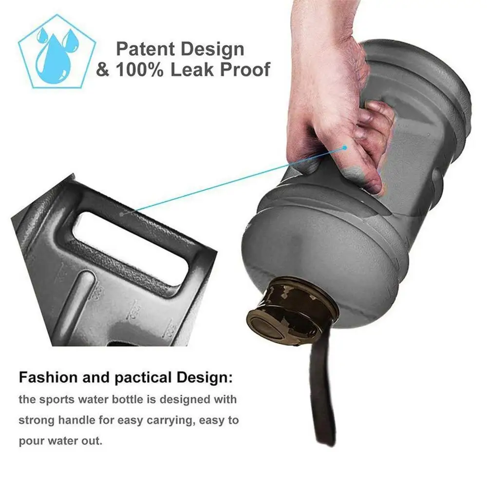 Бутылка для воды спорта на открытом воздухе 2.2L портативная пластиковая бутылка