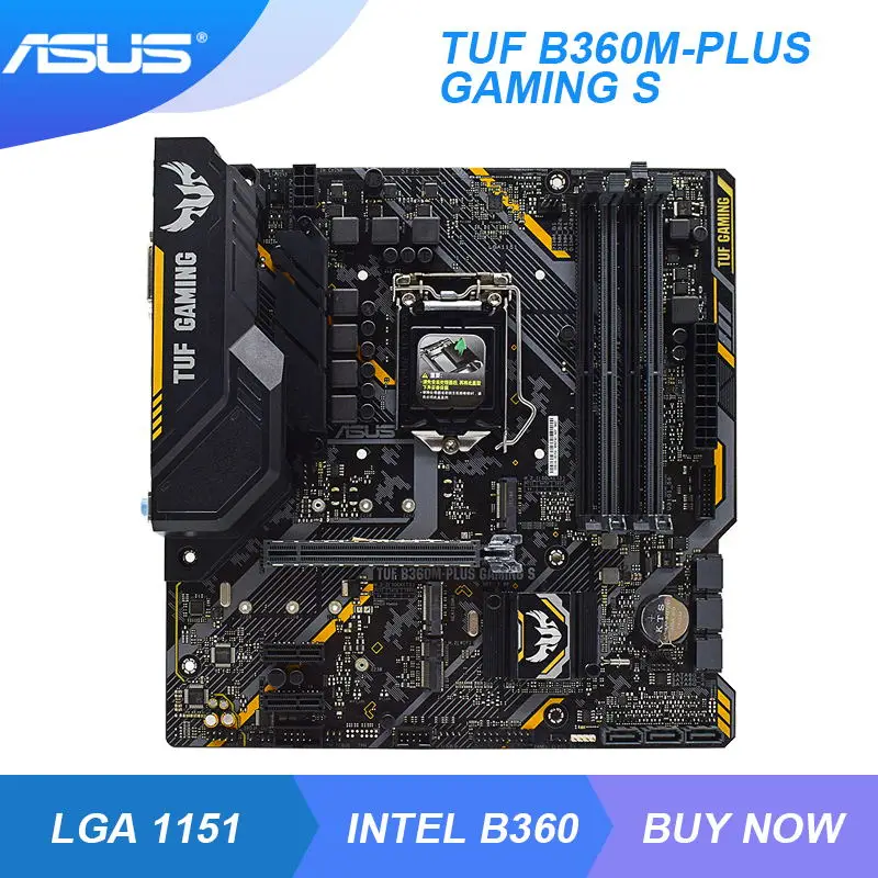 

ASUS TUF B360M-PLUS GAMING S LGA 1151 Intel B360 Desktop Motherboard DDR4 64G Core i7-8700K i5-9600K Cpus 2×M.2 PCI-E 3.0 USB3.1