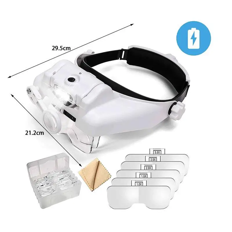

Бинокулярные очки с зарядкой от USB, увеличительное стекло с 3-светодиодной подсветкой, увеличительное стекло для чтения