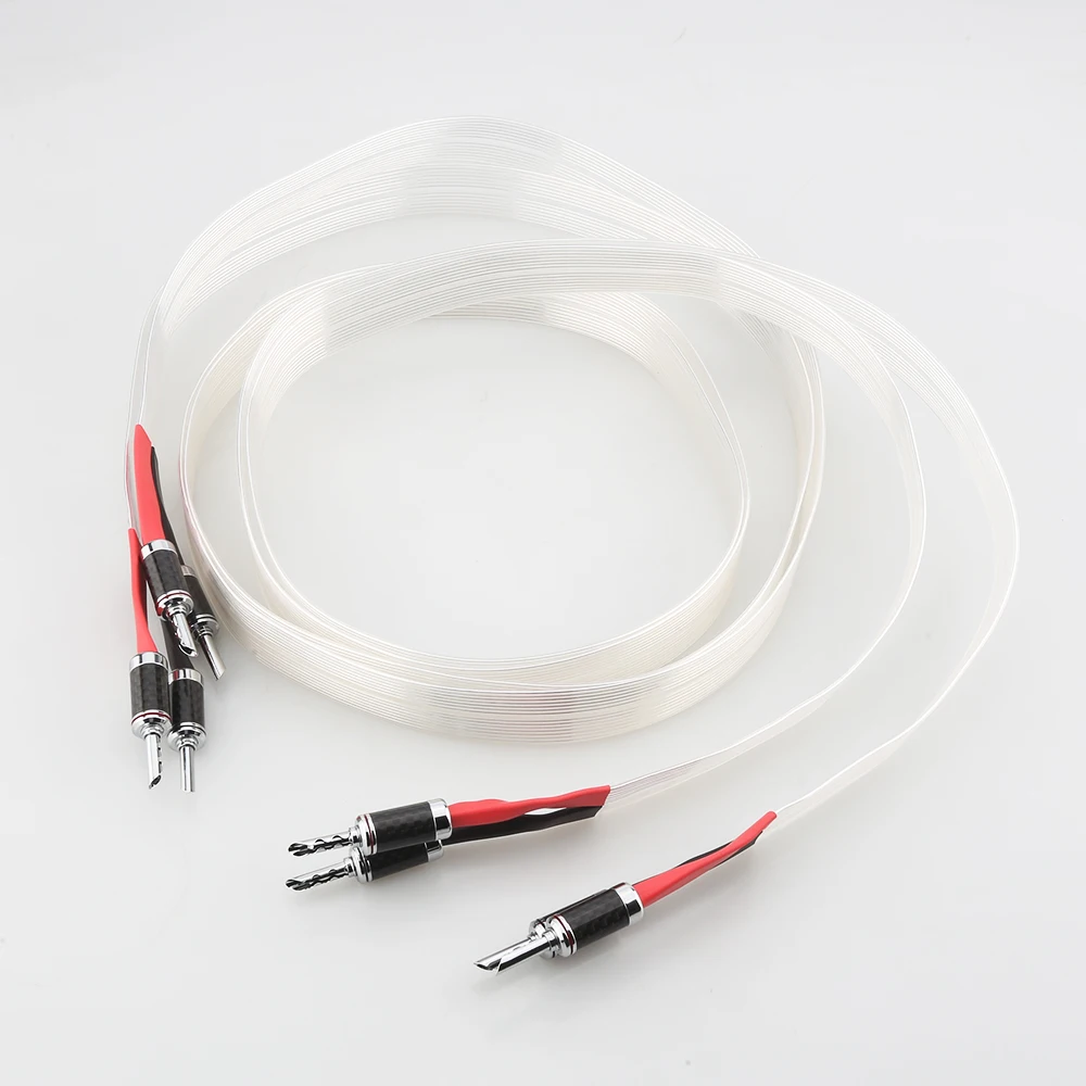 audiocrast pair hifi audio speaker cable occ silver plated speaker wire carbon fiber banana plug free global shipping