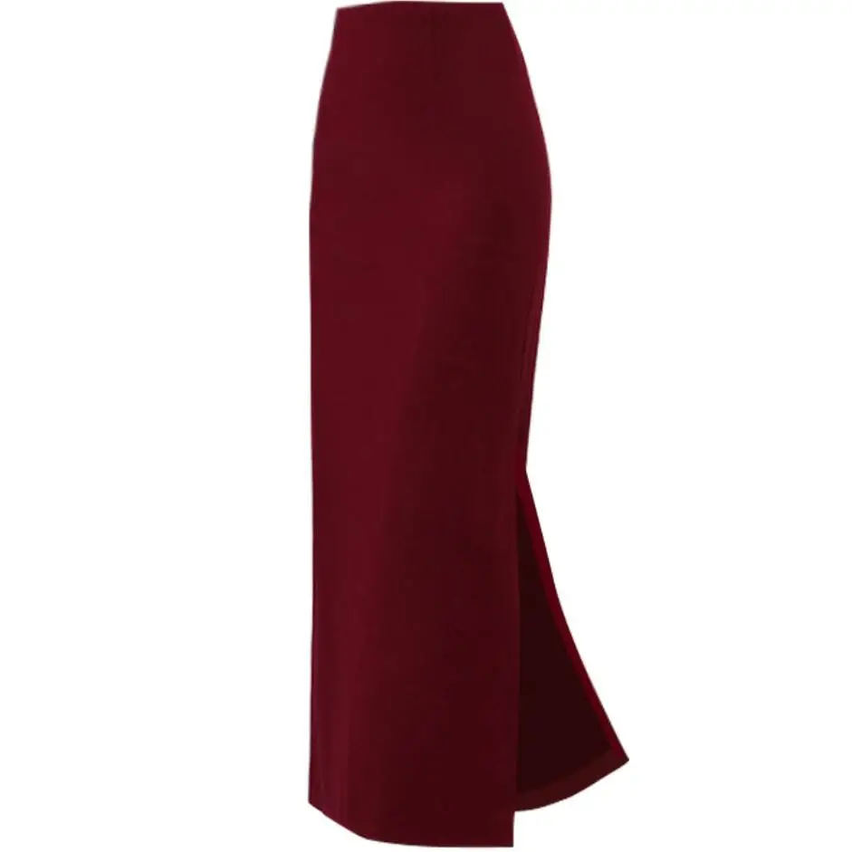 plus size 5XL!New Arrivals Winter Thick Wool Long Skirts For Women High Waist Casual Split Woolen Slim Pencil Skirt | Женская одежда