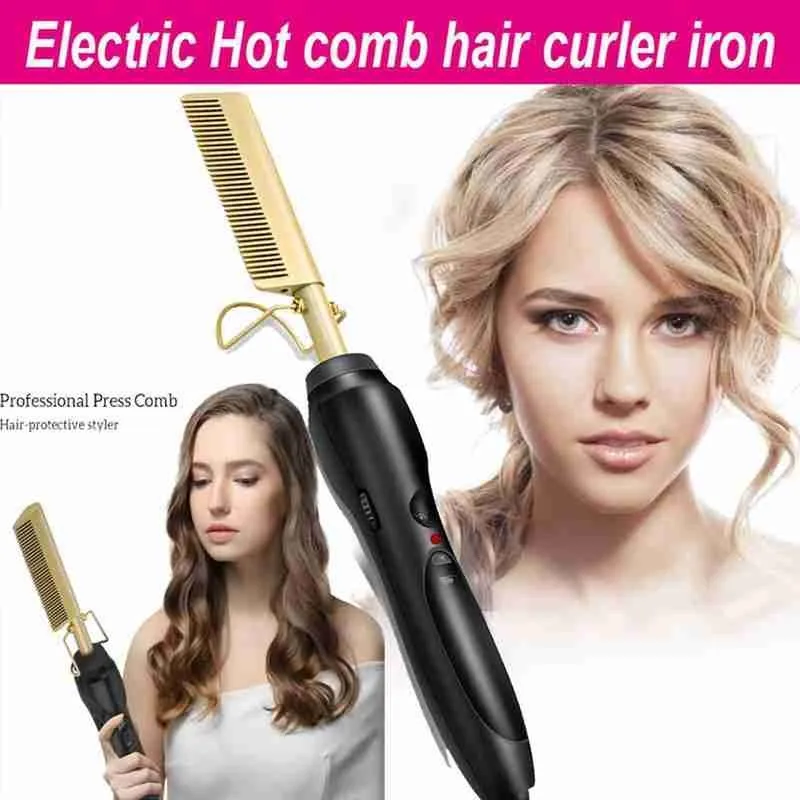 

Peigne Chauffant Lisseur Straightener Flat Irons Hot Heating Comb Hair Straight Corrugation Curling Heating Comb Straightener
