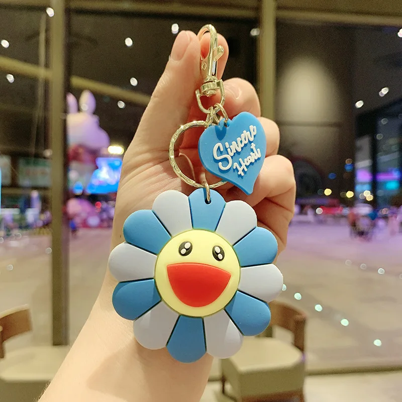 

Lovely Cartoon Sunflower Key Ring Student Backpack Pendant Car Seat Key Ring Give Your Girlfriend Key Chain Christmas Birthday
