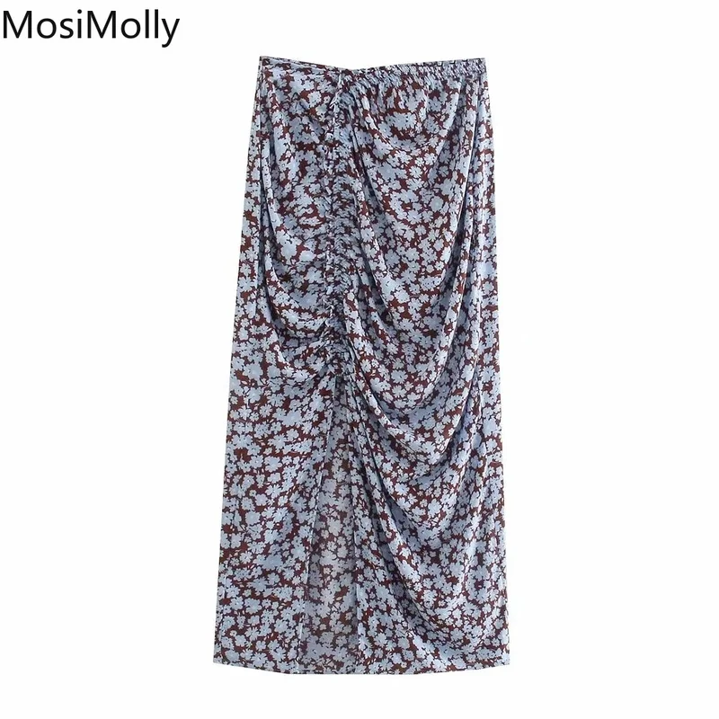 

Юбка-миди женская с разрезом и цветочным принтом