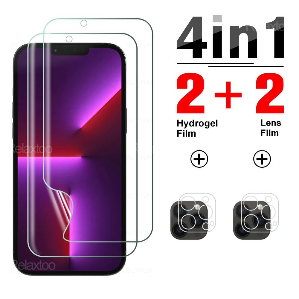 Защитная Гидрогелевая пленка 4 в 1 для объектива Apple iPhone 13Pro Max 13 Pro 13mini, Защитное стекло для экрана 6,7 дюйма с полным покрытием камеры A2643