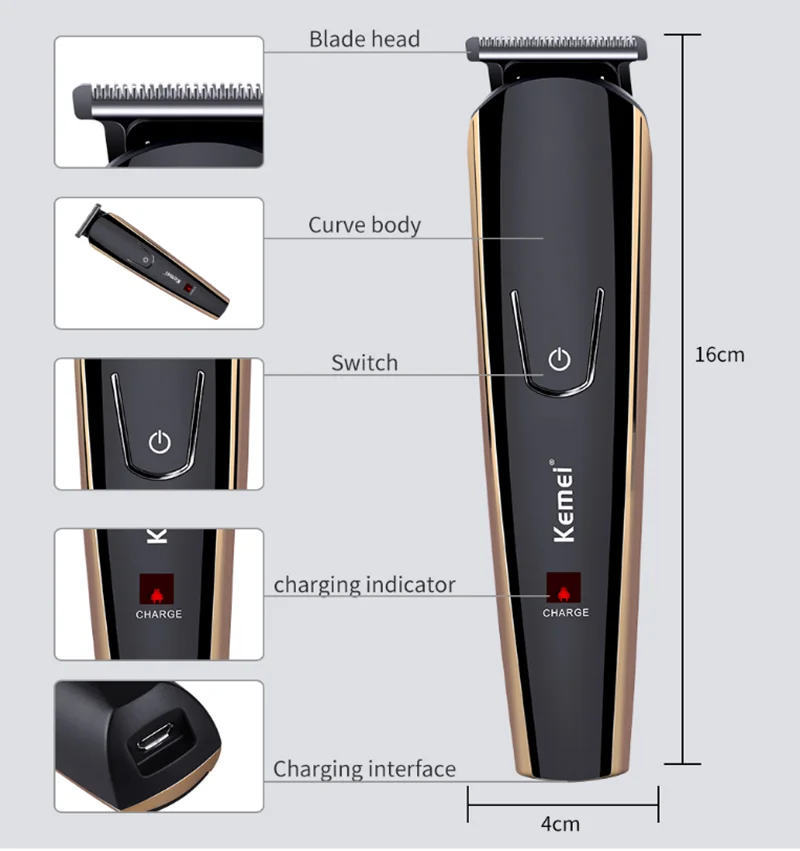 Kemei Multifunctional 5 In 1 Electric Washable Hair Clipper Nose Trimmer Beard Shaver Removable Men's Trimming Hair Clipper D45
