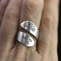 new vintage open finger rings charm tree of life creative twist design s925 silvery jewelry for women wedding party punk ring