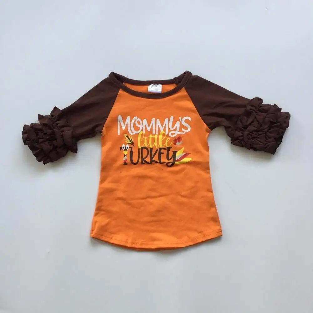 Девочки День благодарения Раглан девочки оранжевый с длинным коричневым