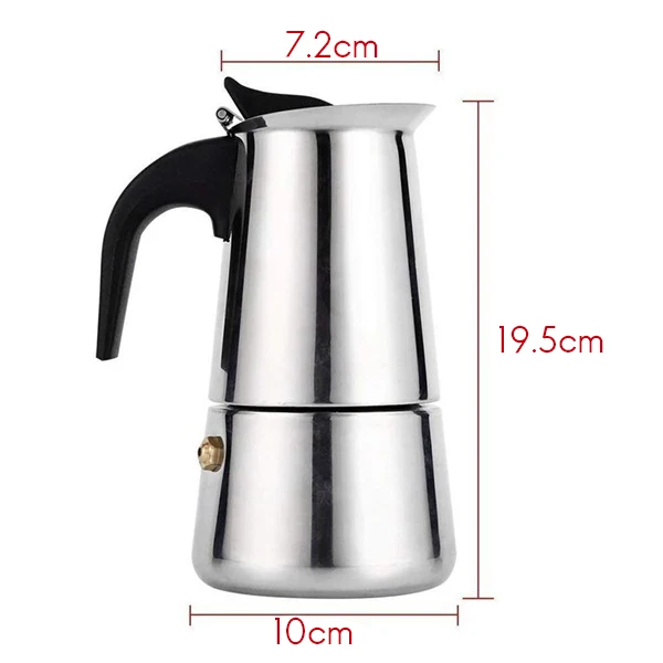 

Espresso Coffee Maker Pot Stovetop Moka Coffee Pot Stainless Steel Latte Percolator with Bonus Scoop (6 Cups/300Ml)