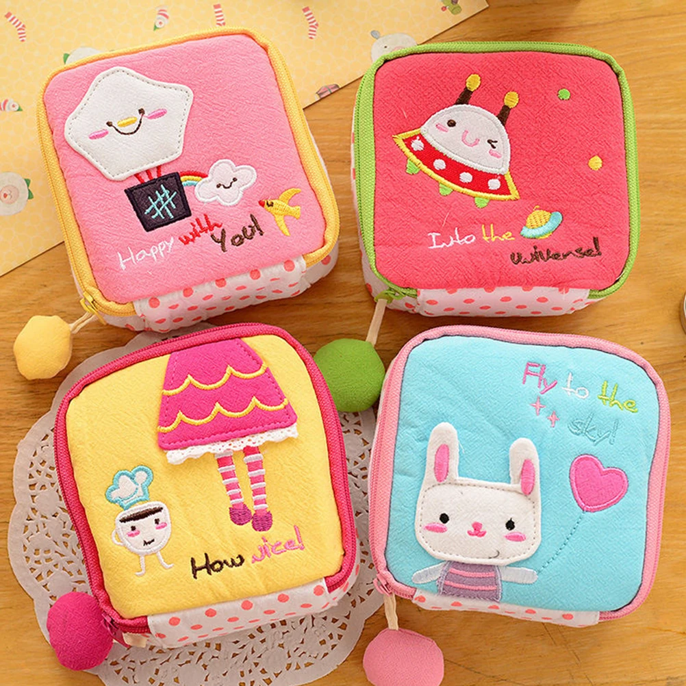 

Women Lady Cartoon Travel Outdoor Holder Bags Purse Sanitary Pad Towel Bag Cotton Full Dots Sanitary Napkin Bags