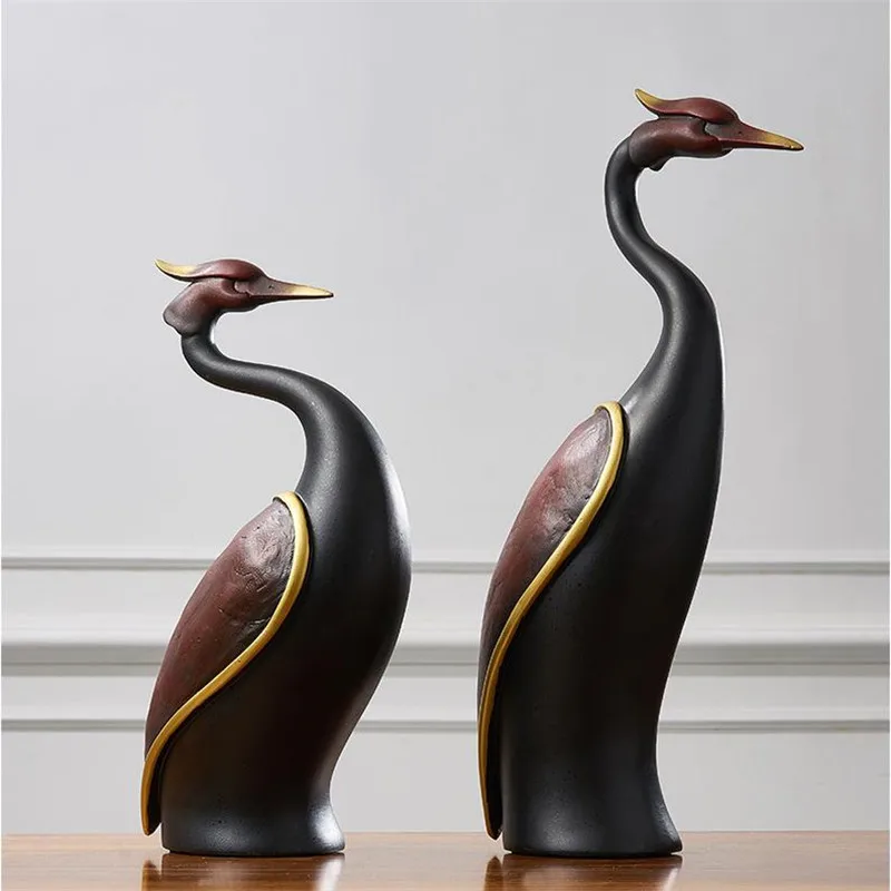 [HHT] Creative Resin Crafts Fairy Crane Desktop Ornaments Living Room Wine TV Cabinet Porch Entrance Home Decoration Accessories | Дом и сад