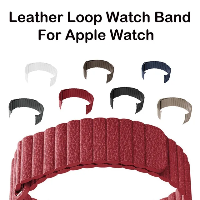 Megnetic кожаный ремешок для часов Apple Watch 4 2 3 44 мм 42 мм 38 мм ремешок из натуральной кожи Петля Браслет Петля черный для iwatch