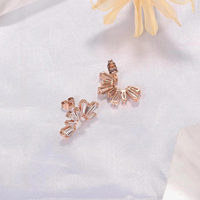 Jinzeyi корейский стиль серьги гвоздики для женщин Маргаритка розовое золото