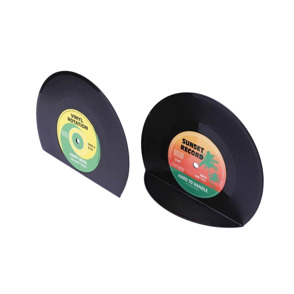 

Vintage Vinyl Record Bookends ABS Plastic Book Ends DIY Home Decoration Gift for Music Fans
