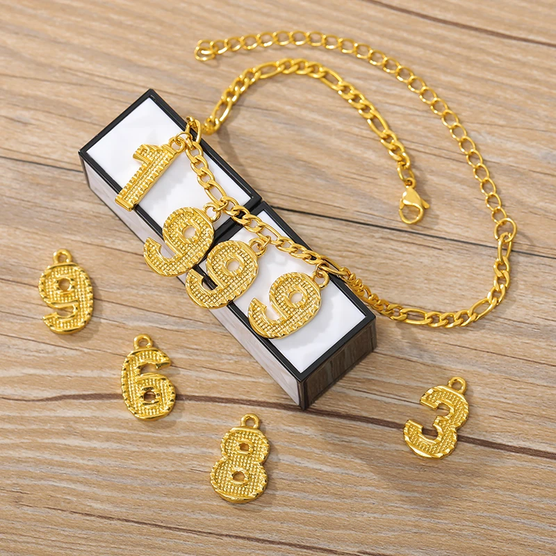 

Цифровые ювелирные изделия на заказ, браслет на ногу с английскими цифрами из нержавеющей стали, модный браслет на ногу в стиле родственник...