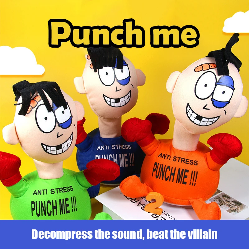 

Funny Children Punch Me Boxing Toys Stress Relief Electric Plush figure Girl Novelty Screaming Doll With Simulation Sound Gifts