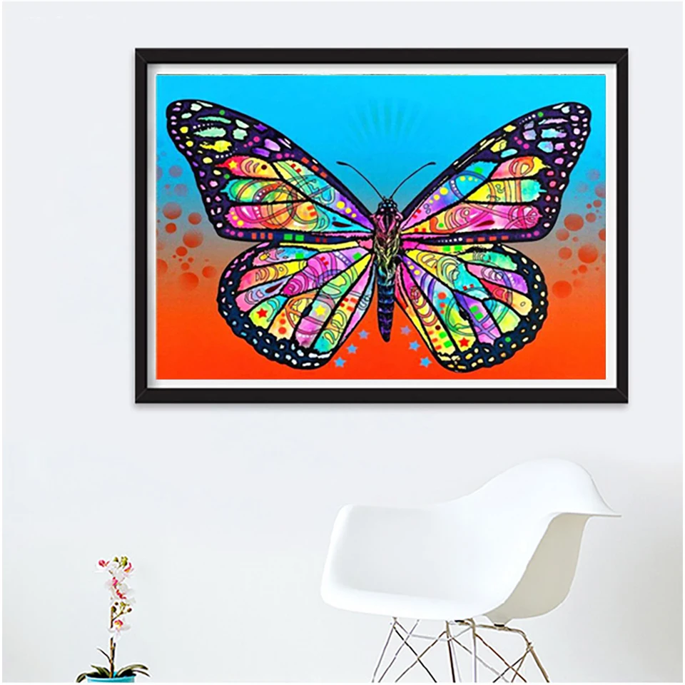 full drill diamond painting Colorful butterfly wall decoration canvas Diamond Embroidery Cross Stitch kit | Дом и сад