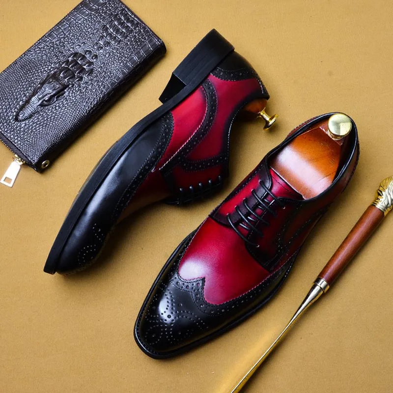 Туфли мужские классические из натуральной кожи официальная обувь броги оксфорды