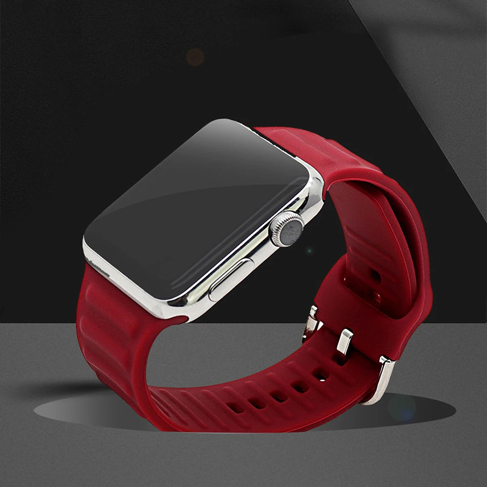 

2021 Watch Strap For Apple Watch Band 40mm 44mm Veins Silicone Bracelet Belt iwatch Band For Apple Watch Series 6 4 3 38mm 42mm