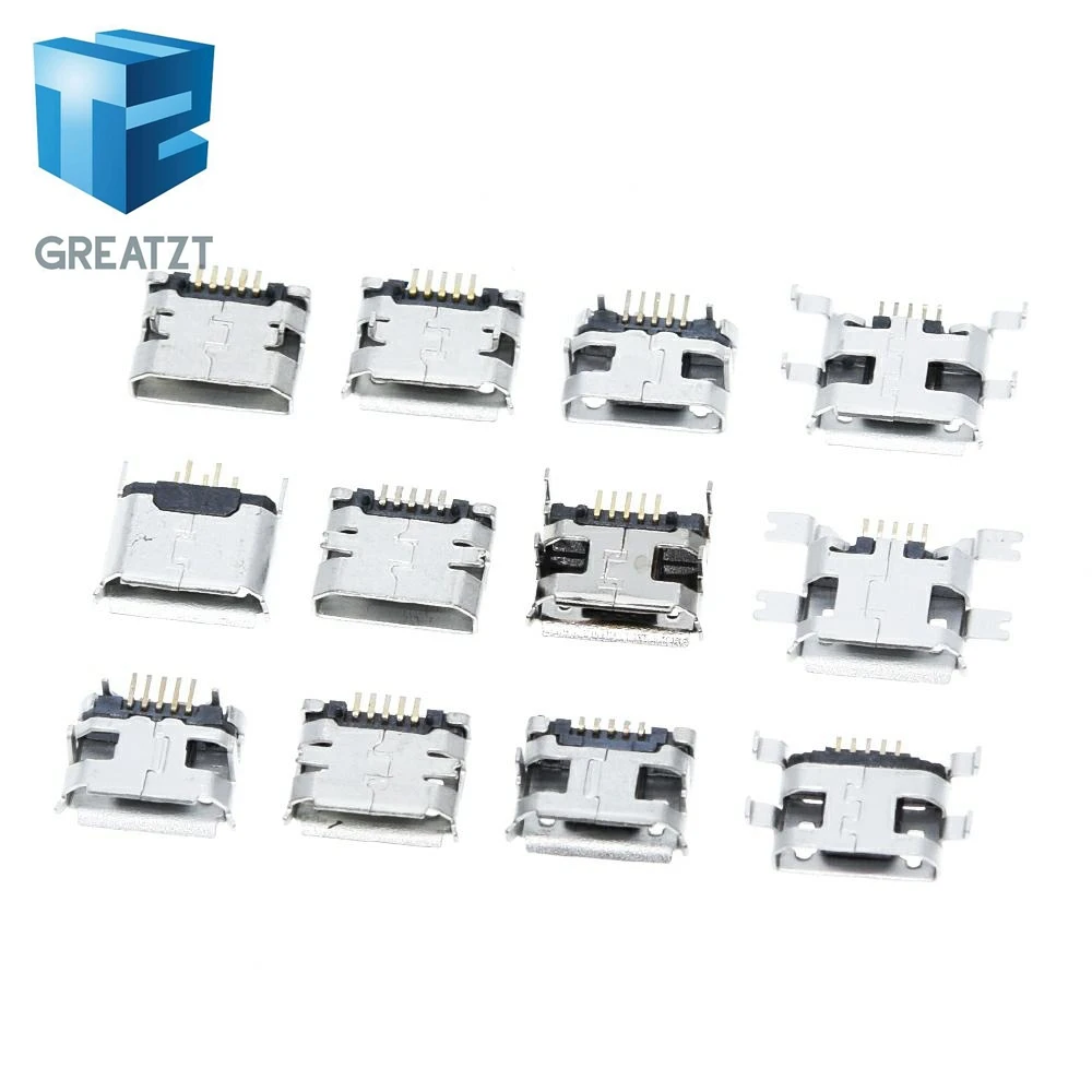 60 шт. = 12 моделей разъем Micro USB GREATZT 5Pin гнездо usb для MP3/4/5 Huawei Lenovo ZTE и других мобильных