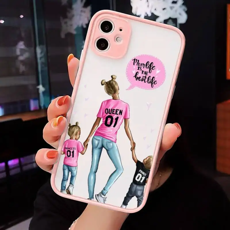 

Super Dad Mom Baby Girl Fashion Phone Case Matte transparent For Pink iPhone 12 Mini 11 Pro XR XS Max 7 8 Plus X Back Cover