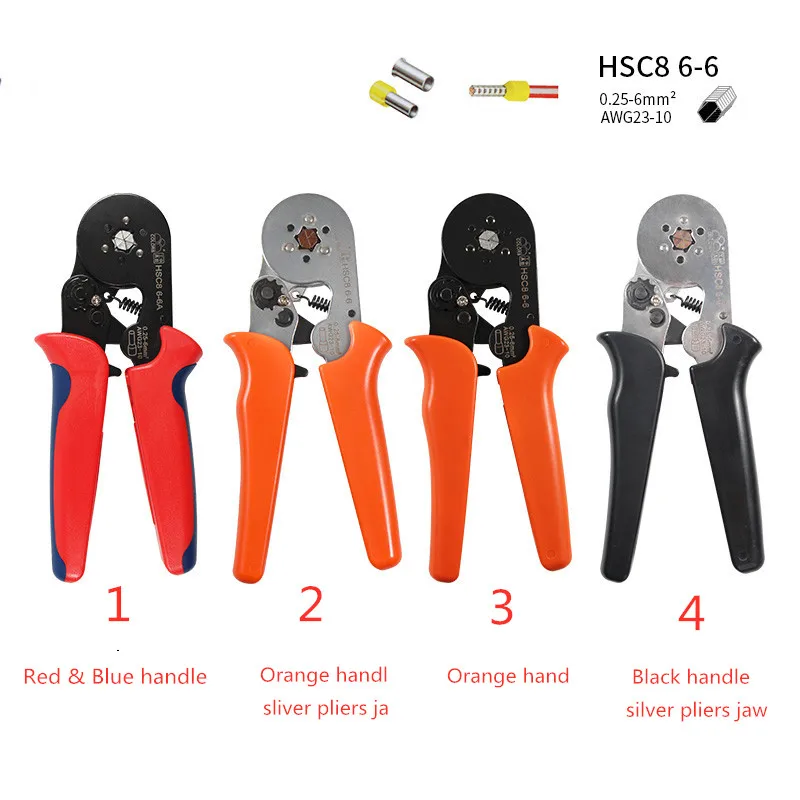 

HSC8 6-4 0.25-10mm2 23-7 AWG crimping pliers HSC8 6-6 a 0.25-6mm2 Mini Round Nose Pliers Tube awge needles Terminals Tools