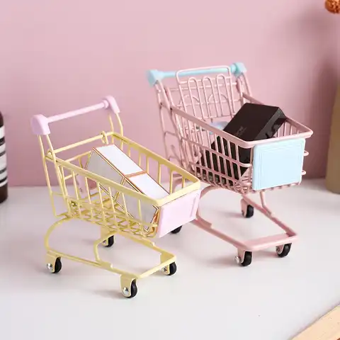 Металлическая мини-корзина для супермаркета, Настольная маленькая корзина для хранения, имитация ручной корзины, аксессуары, детские игруш...