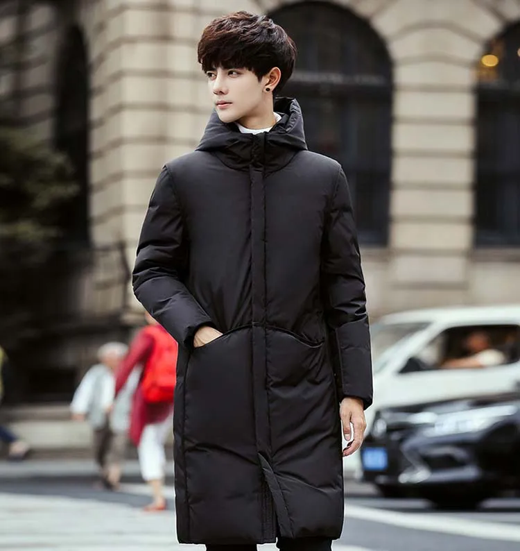 2022 New Winter Fashion Man's Duck Down Coat Preppy Teens Warm Jacket Teenagers Big Boys Parkas Hooded Black Grey Plus Oversize