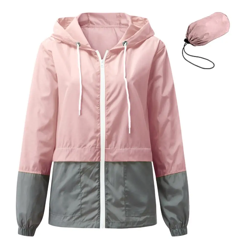 

Hiking Rain Jacket New Women's Lightweight Raincoat Waterproof Jacket Hooded Outdoor Camping Jacket Windbreaker With Pocket