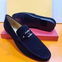 2021 new mens high quality navy suede metal decoration low heel comfortable fashion casual classic all match loafers zq0081