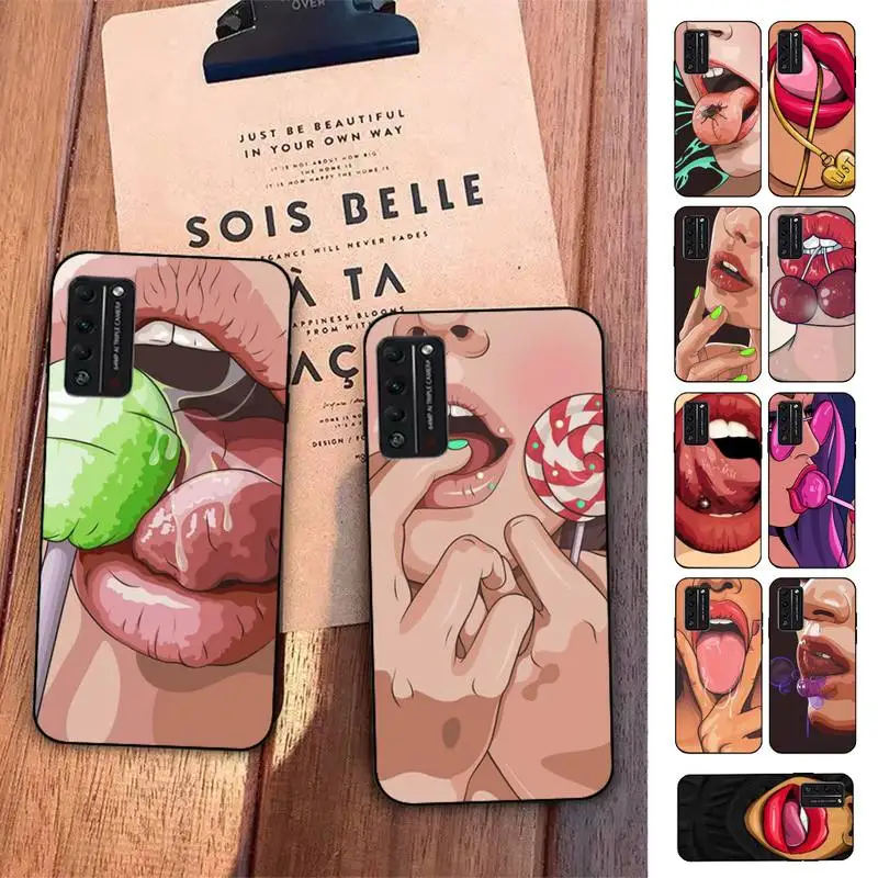 TOPLBPCS сексуальный женский красный губы горячая девушка чехол для телефона Huawei Honor