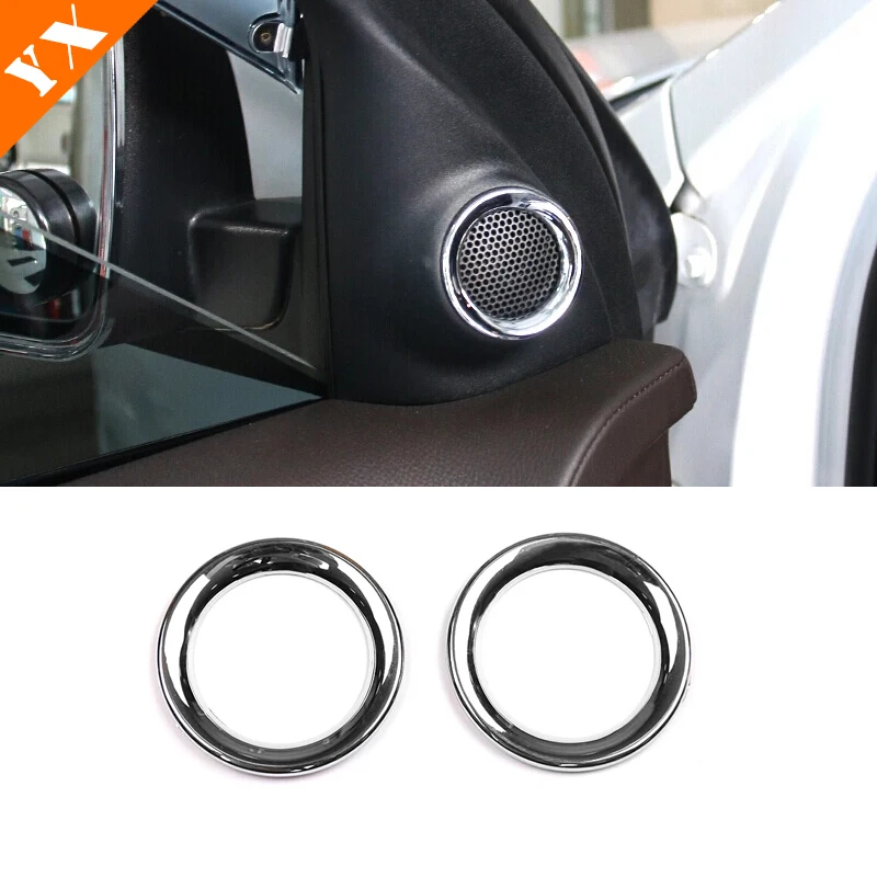 

ABS Chrome mirror For dodge durango 2017 2018 2019 Car Front Door Window A-pillar Speaker Sound Horn ring frame Cover Trim 2pcs