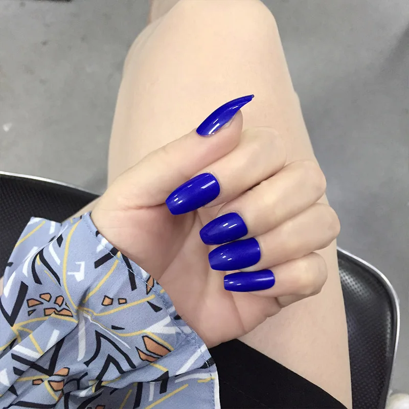 24 шт. Длинные накладные ногти для девочек искусственные с квадратной головой