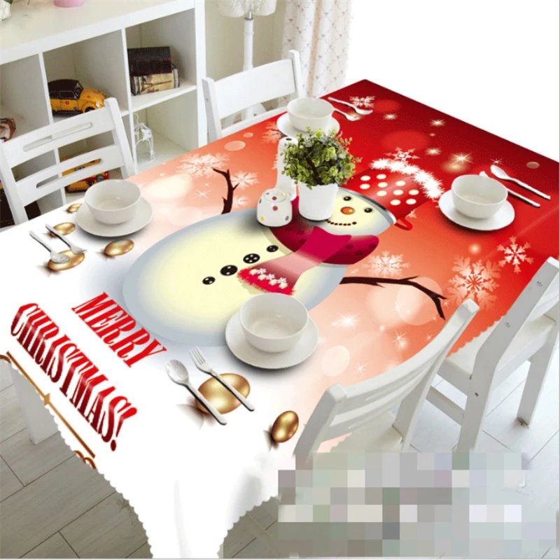 Рождественская скатерть Красная Шея Снеговик Пыленепроницаемая прикроватная