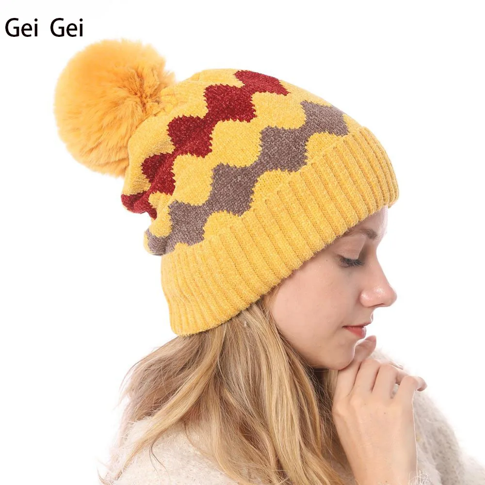 Женская зимняя новая бархатная теплая шапка из синели мягкая волнистая