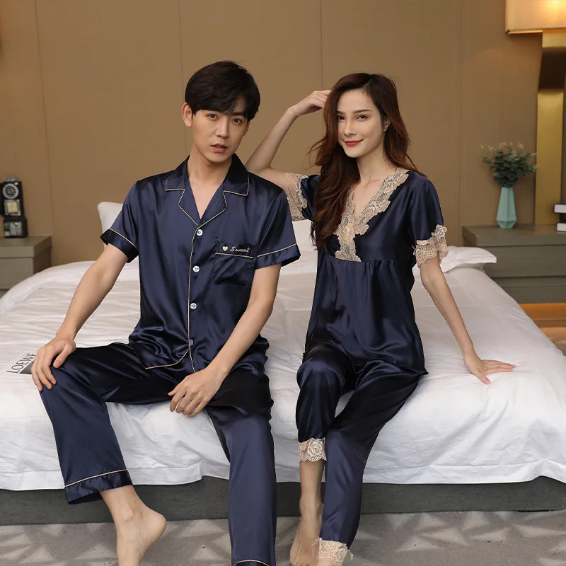 Pyjama Homme Mens Sleeping Pajamas Mens Short Pyjamas Silk Pajamas Set Men 21-461