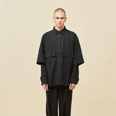 

New Philosophy Yamamoto Yoshi style men's shirt loose double-sleeved dark department