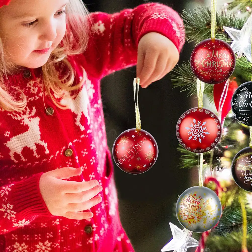 

Christmas Round Tin Box Multi-purpose Candy Ball Candy Chocolate Trinket Box For Xmas Tree Hanging Ornament Kid Xmas Gift