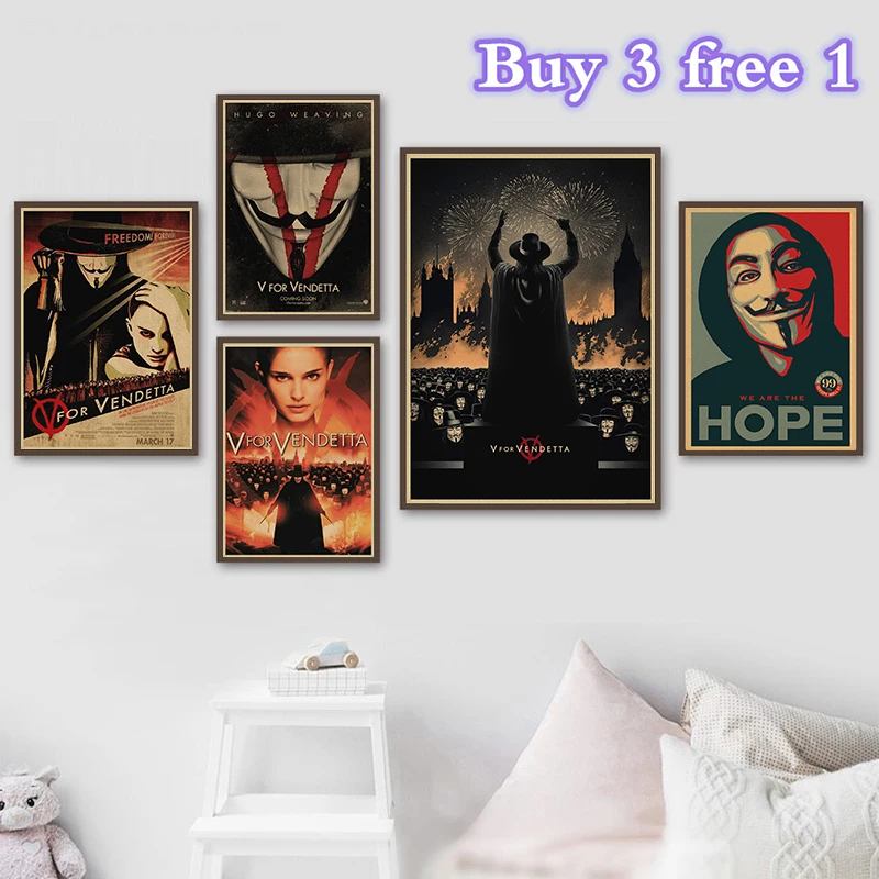 Классический фильм V для Вендетта крафт бумага плакат наклейки на стену печать