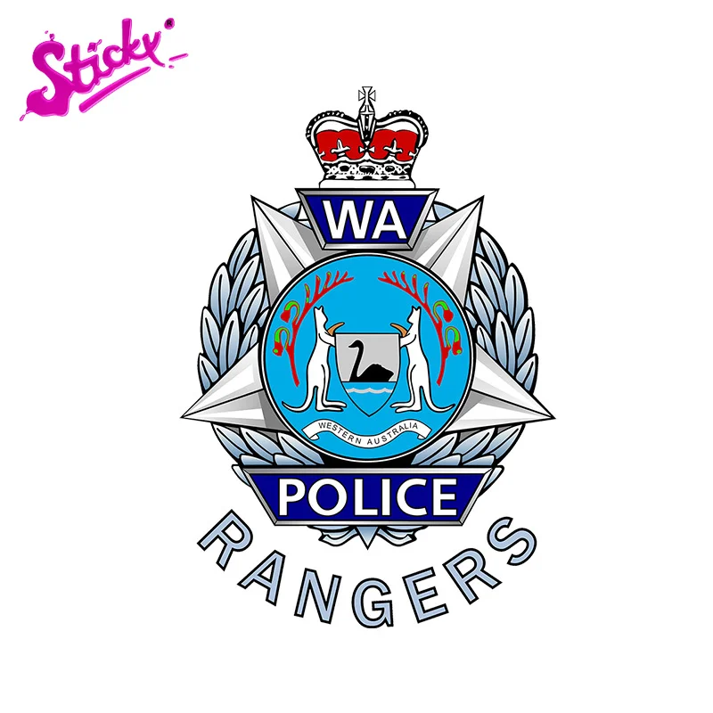 

STICKY WA Police Badge Brand Car Sticker Decal Decor Motorcycle Off-road Laptop Trunk Guitar PVC Vinyl Stickers