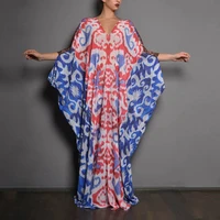 2021 new large womens printed dress fashion muslim robe