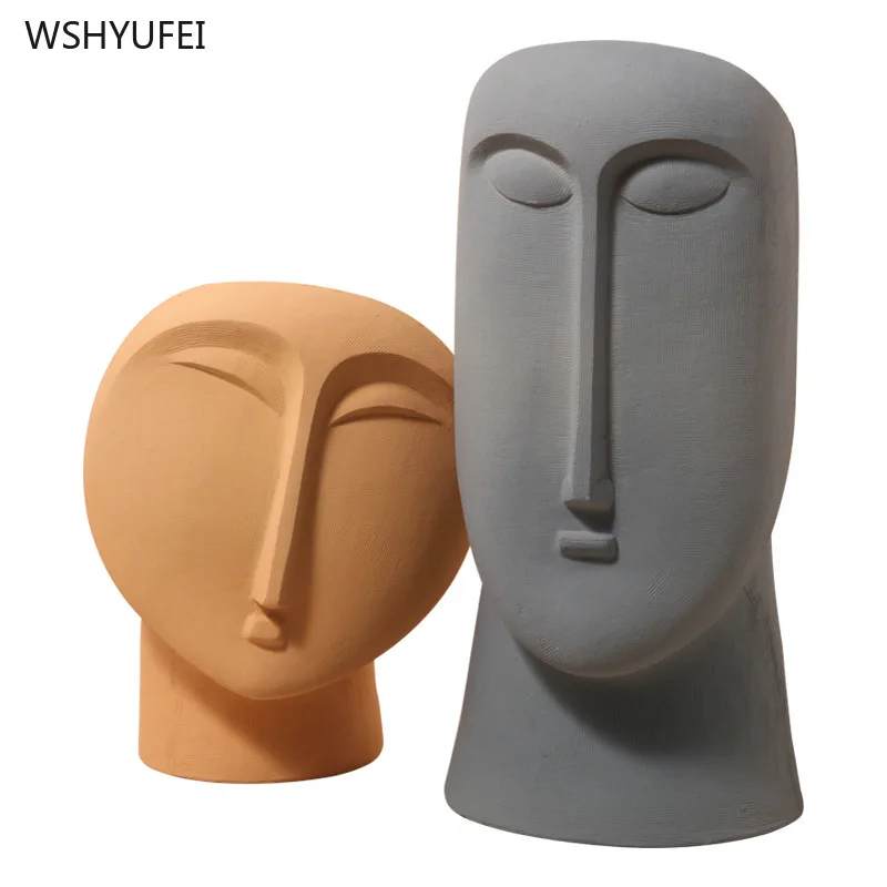 

Nordic Abstract Human Face vase Ceramics ornament table flower pot Home Dried flower decor Wedding garden Decorations