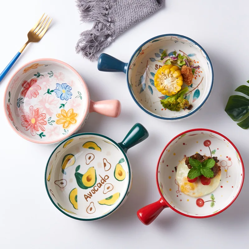 Творческий японский ручной росписью Керамика ручка запеченные фруктового